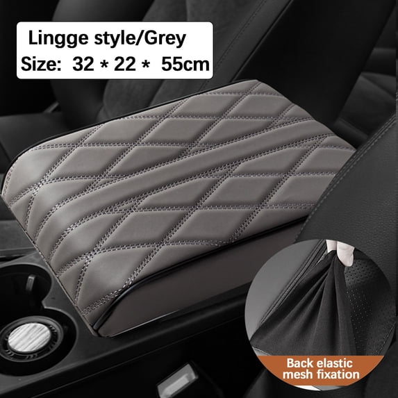 Universal Car Center Console Armrest Pad with Memory Foam, Leather Heightening Cushion Cover, Non Slip Driver Seat Arm Rest, for SUVs Trucks Sedans, Comfort Elbow Support Pad, Gray