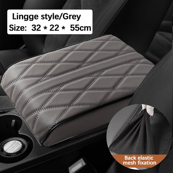 Universal Car Center Console Armrest Pad with Memory Foam, Leather Heightening Cushion Cover, Non Slip Driver Seat Arm Rest, for SUVs Trucks Sedans, Comfort Elbow Support Pad, Gray