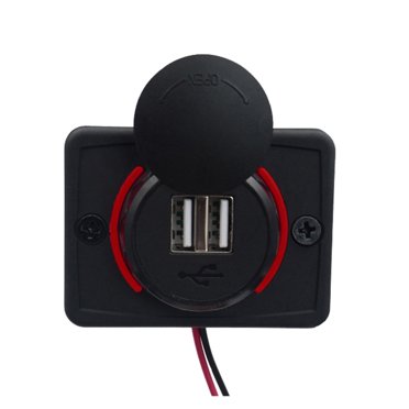 12-24V 3.1A Dual USB Car Charger Socket With Blue LED - Waterproof, 60cm Cord, For SUV/Truck/Off-Road
