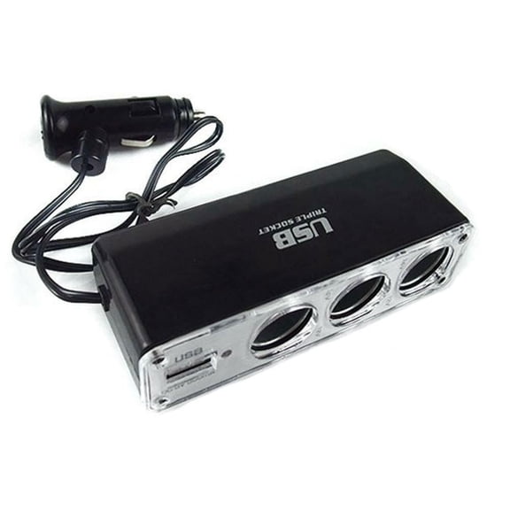 Universal Car Cigarette Lighter Splitter 3 Socket USB Charger Adapter 12V 60W Fast Charging Multi Port Power Outlet for Phone MP3 GPS