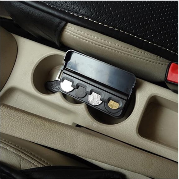 Universal Car Coin Holder Organizer - Portable Change Dispenser for Automotive Interior Storage, Premium ABS Compact Coin Case for Quarters, Dimes, Nickels, and Pennies