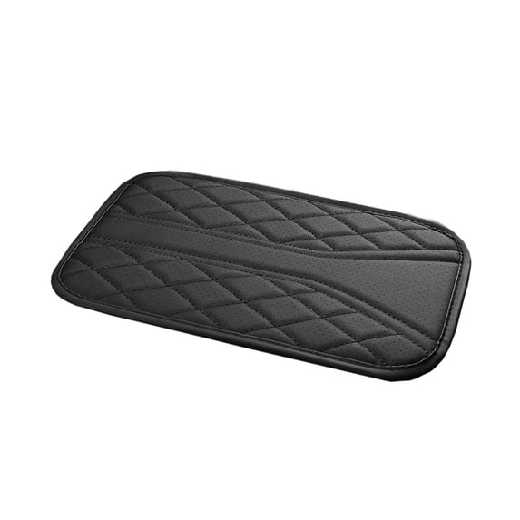 Universal Car Console Cover Center Auto Armrest Pad Elevated Faux Leather Cushion Protector With Side Pockets Black