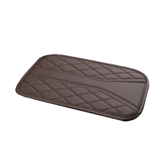 Universal Car Console Cover Center Auto Armrest Pad Elevated Faux Leather Cushion Protector With Side Pockets Coffee