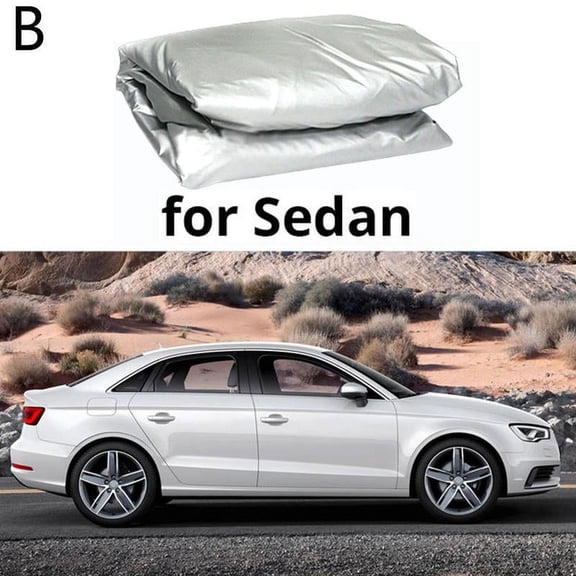 Universal Car Cover for Hatchback Sedan SUV, PE Film, Snow Dust Rain & UV Protection, Reflective Tapes