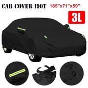 Sedan Car Cover Waterproof All Weather, Outdoor Full Exterior Car Cover for Sedan, UV Protection Dust Proof Windproof Snowproof Scratch Resistant Outdoor Protection, Black 3-L, 185x71x59 inch