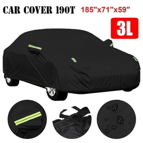 Sedan Car Cover Waterproof All Weather, Outdoor Full Exterior Car Cover for Sedan, UV Protection Dust Proof Windproof Snowproof Scratch Resistant Outdoor Protection, Black 3-L, 185x71x59 inch