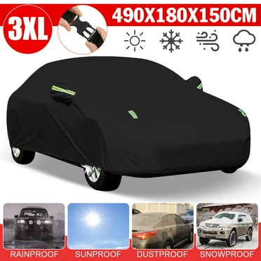 Universal Car Cover for Sedan Waterproof All Weather Anti-UV Outdoor Protection, Black 3-XL
