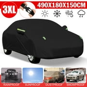 Universal Car Cover for Sedan Waterproof Anti-UV All Weather Outdoor Protection, Black 3-XL