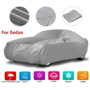 Universal Car Cover for Sedan Waterproof Dust-proof Windproof UV Resistant All Weather Outdoor Protection Silver, Size S, 163x69x59inch