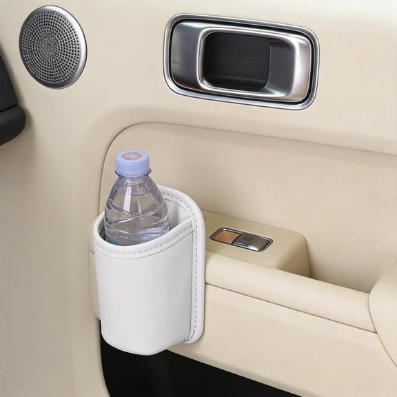 Universal Car Door Cup Holder Trash Can, Leakproof Car Trash Bin,Multifunctional Back Seat Car Organizer for Hold Phones, Snacks, Drink,White,6.3 Inch