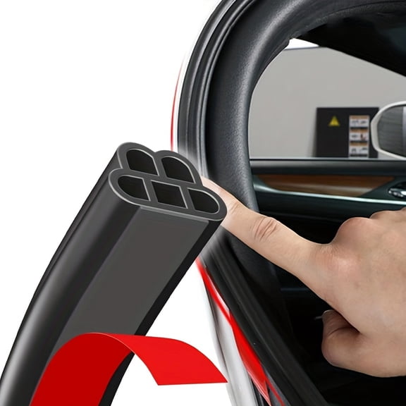Universal Car Door Seal Strip, Double Layer 5-Hole Automotive Weather Stripping for Soundproofing Cars, Trucks, SUVs & RVs