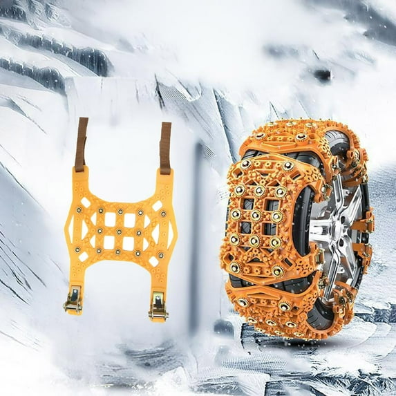Universal Car Emergency Snow Track Tread - Cowhide Rubber Anti-Slip Chains, Wear-Resistant with Ice-Breaking Studs, Safe for Tires & Rims for Sedans SUVs