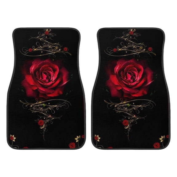 Universal Car Foot Mats Set – Stylish Rose Pattern Protects Interior, Non-Slip, Durable, Easy to Clean for Vehicle Protection