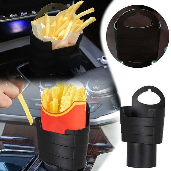 Universal Car Fries Holder with Dipping Container – Practical Food Tray for Cars Cup Holder Compatible -Purpose Snack Organizer for Vehicle Accessories