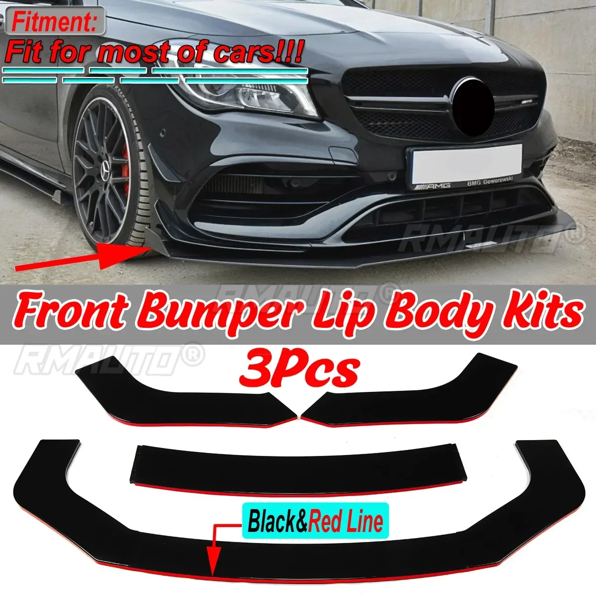 Front Bumper Lip Spoiler Splitter Body Kit For Mercedes For Benz W204 C180 C200 C250 C300 C350 2008 2014 Glossy Black I3204296334