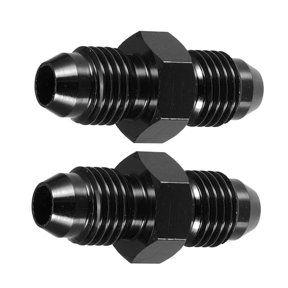 Universal Car Fuel Oil Pipe Connector AN4 Male to AN4 Male Flare Hose Fitting Adapter Black 2pcs