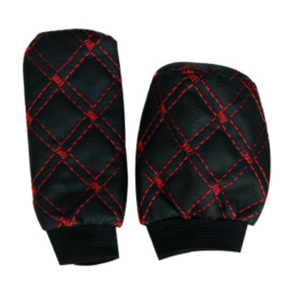 Universal Car Gear Shift & Handbrake Cover Set, Black Red Stitched Automatic Manual Gear Knob Protector Sleeve for Most Vehicle Interior Upgrade