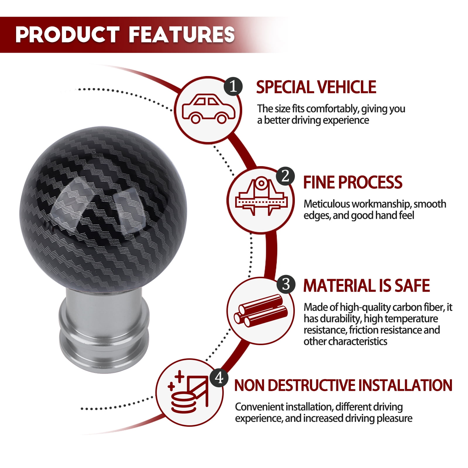 For Ford F150 2015-2018 Gear Shifter Head Trim Cover Shift Knob Carbon Fiber - Foto 9