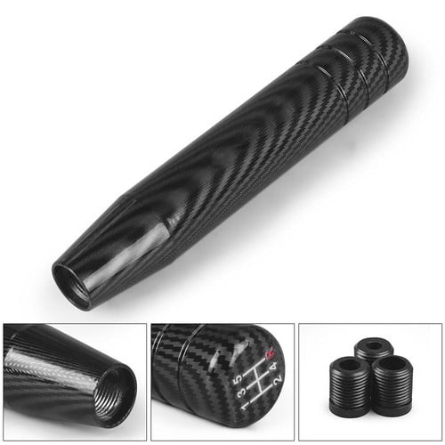 Universal Car Gear Shift Knob Stick Shifter Lever Knob Length 180mm CarbonBlack