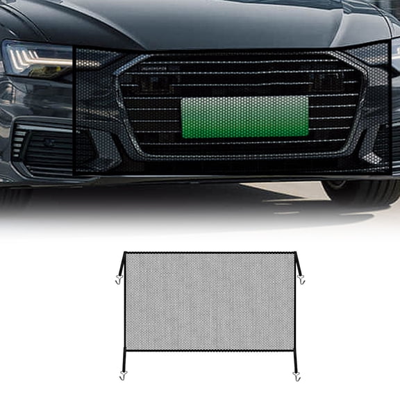 Universal Car Grille Mesh Guard Radiator Screen Debris Prevention Front Bumper Net Barrier -Clogging Accessory, 105x85 cm, Black