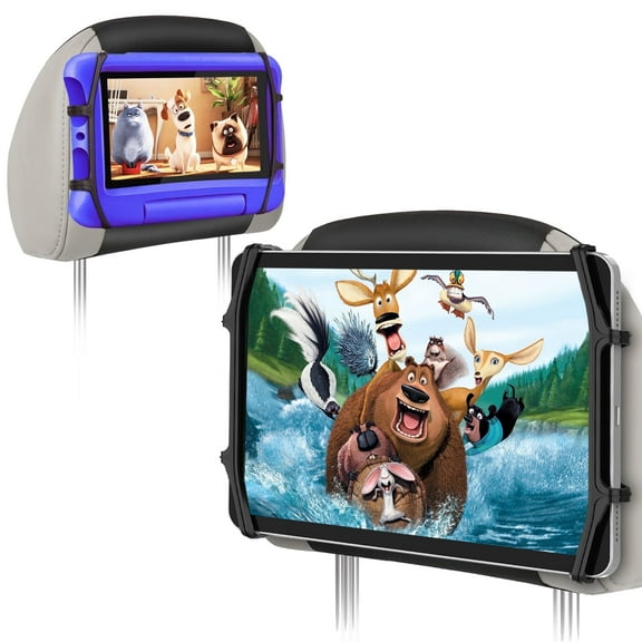 Universal Car Headrest Mount - Adjustable Tablet Holder for Back Seat, Fits iPad & 7-12.9" Devices (2pc)