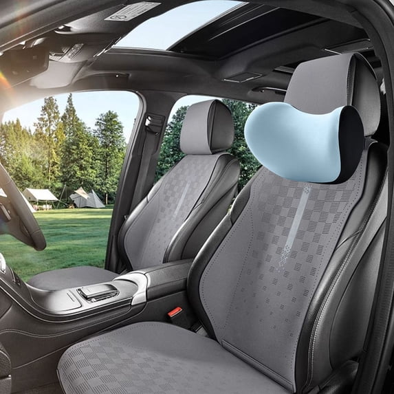 Universal Car Headrest Neck Pillow,Ergonomic Cervical Support,Breathable Suede Cushion,Removable Washable Design,For Car Seat,Commute And Long Drive Neck Fatigue Relief