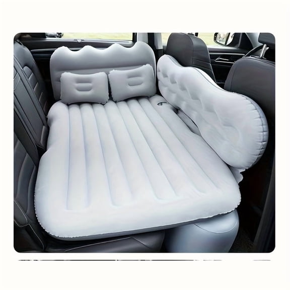 Universal Car Inflatable Bed, Plush Rear Seat Sleeping Pad, Foldable & Portable, Fits SUV/Sedan, Comes with Air Pump, Storage Bag & Repair Kit for Travel & Camping