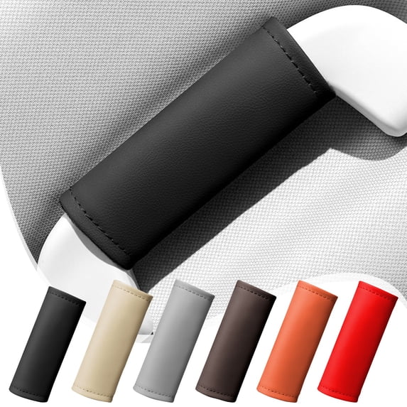 Universal Car Interior Door Handle Protection Cover, Synthetic Leather, Non-Slip, Wear & Sun Resistant, Easy Install, Fits Most Cars, 10.5x4.7x1.5cm, Red/Orange/Brown/Gray/Beige