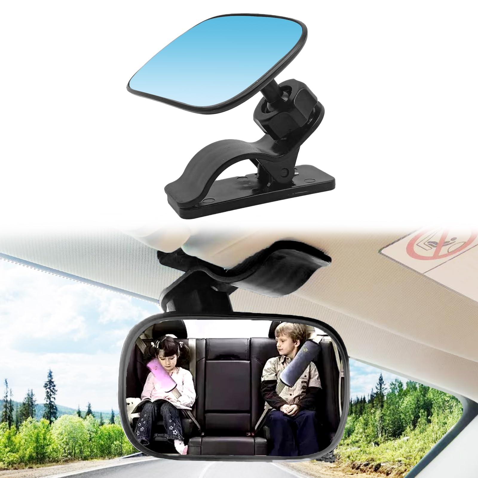 Universal Car Interior Rearview Baby Mirror - Clear View 360° Adjustable, Car Facing Back Rear View Seat Convex Mirror for Viewing Rear Passengers, Mirror Clip on Car or Truck Sun Visor