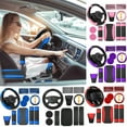 thumbnail image 1 of Universal Car Interior Upgrade Kit – Steering Wheel Cover, Seat Belt Pads, Armrest Cushion, Cup Coasters, Dashboard Mat, Door Trim Set for SUV, Truck, Sedan, 1 of 6