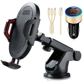 Universal Car Mount Mobile Phone Holder Car Dashboard with Free Charger and Free 3 in 1 Cable for android and iOS Cellphones.