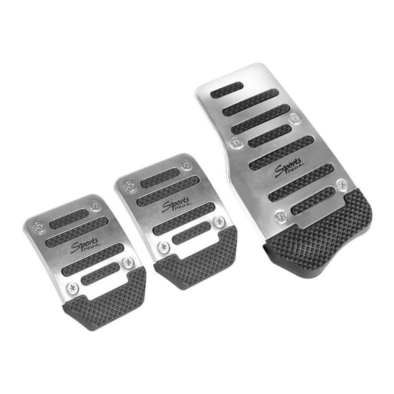 Universal Car Pedal Covers Set | Non-Slip Metal Aluminum Alloy Brake & Accelerator Pedals | No Drilling Installation for Manual Transmission Vehicles