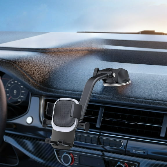 Universal Car Phone Mount | 360° Rotating Holder, Double Triangular Stability, Anti-Slip Soft Pad | Fits 4.7-7" Phones, Silver | One-Hand Operation, Secure Fit, No Shaking, Reserved Charging Port