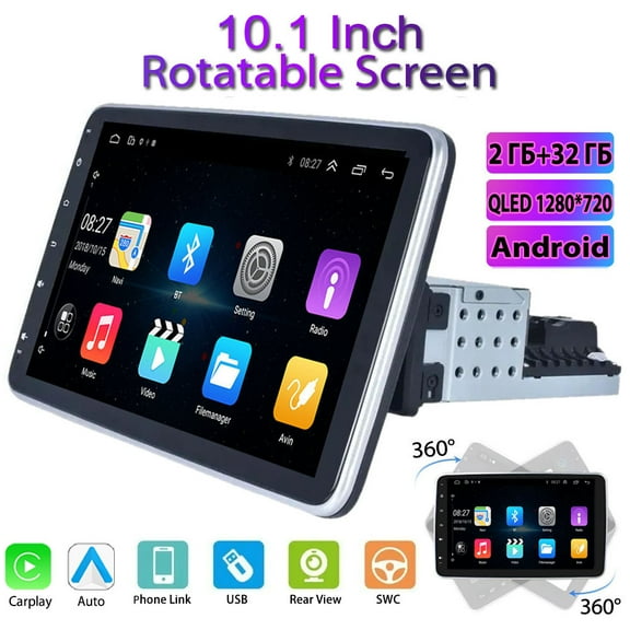 Universal Car Radio 1 DIN Android 2+32Gb,8-core Processor,10.1" Rotary Screen, DSP Gps WiFi Carplay