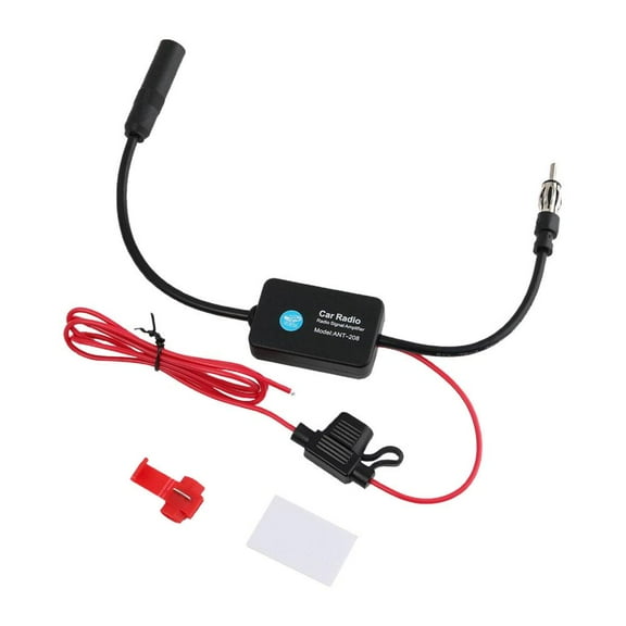 Universal Car Radio Antenna Signal Booster Amplifier - FM/AM Receiver Enhancer for Improved Radio Reception, 12V Power Adapter