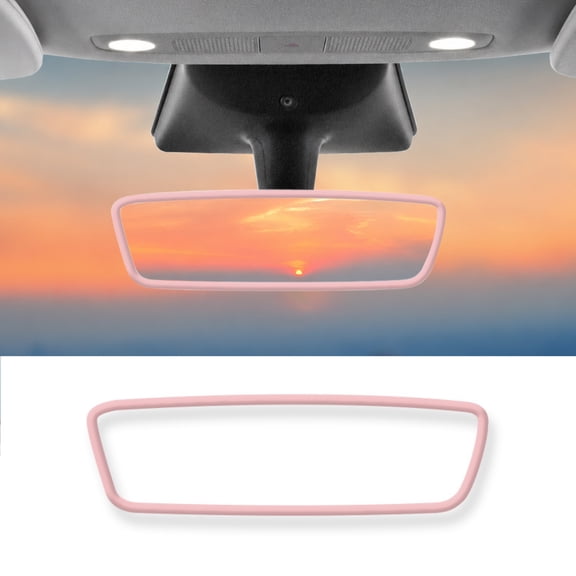 Universal Car Rearview Mirror Protective Frame Cover, Silicone Anti-Scratch Anti-Collision Interior Trim Guard, Flexible Rear View Mirror Edge Protector, Washable,Pink