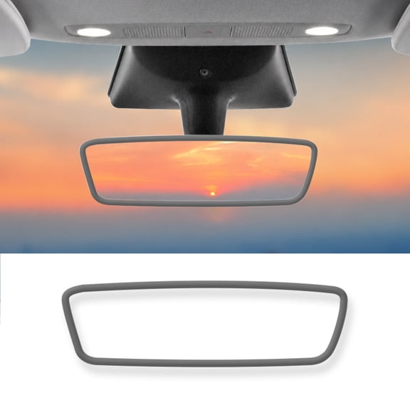 Universal Car Rearview Mirror Protective Frame Cover, Silicone Anti-Scratch Anti-Collision Interior Trim Guard, Flexible Rear View Mirror Edge Protector, Washable,Grey