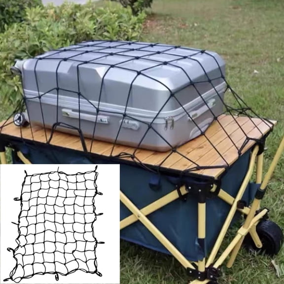 Universal Car Roof Luggage Net - 65"x59" Heavy Duty Elastic Mesh Cargo Cover, Waterproof Stretchable Roof Rack Netting, Secure Auto Storage Organizer for SUV & Travel