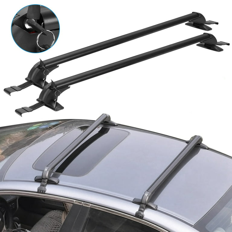 Universal Car Roof Rack Cross Bar,43in Crossbar with Anti-Theft Lock  Adjustable Window Frame for Bike Kayak Cargo Luggage-2 Pieces