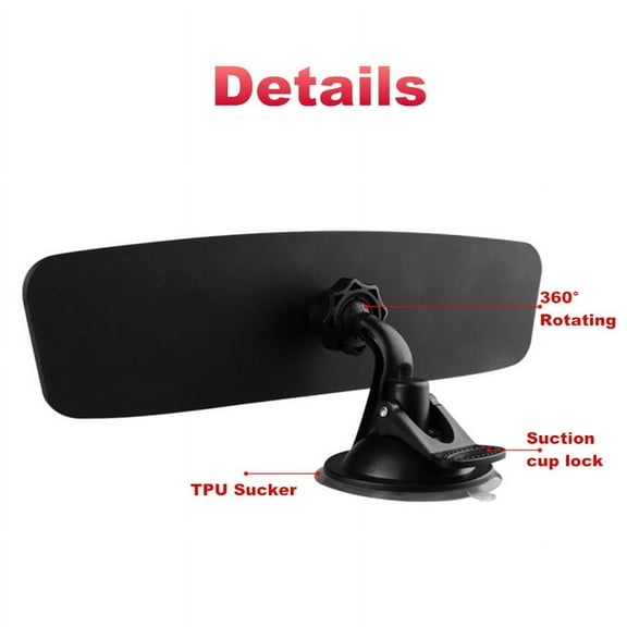 Universal Car SUV Wide Flat Interior Suction Cup Type Clip On Rear View Mirror