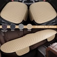 thumbnail image 1 of Universal Car Seat Cover Mat Cushion Pad PU Leather Front Rear Seat Mat Protector Cushion Waterproof Beige, 1 of 12