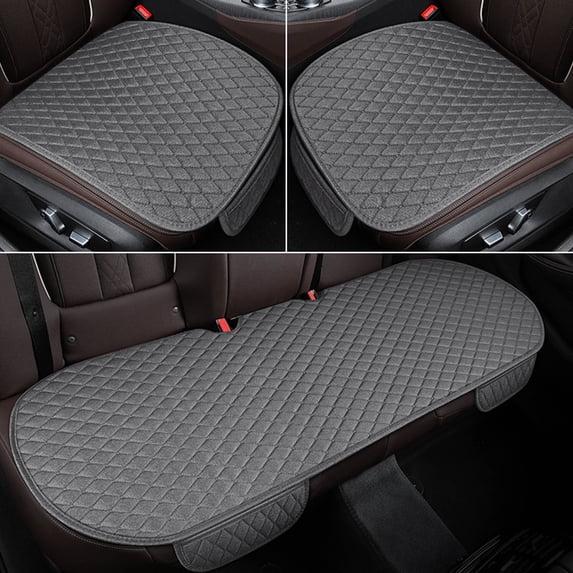 Universal Car Seat Cushion Protector, Non-Slip Breathable Seat Cover for SUV and Sedan, Cotton Linen Material, Front and Rear Set