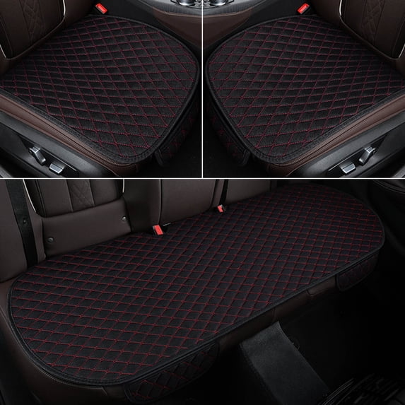 Universal Car Seat Cushion Protector, Non-Slip Breathable Seat Cover for SUV and Sedan, Cotton Linen Material, Front and Rear Set