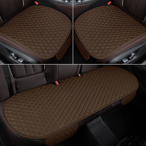 Universal Car Seat Cushion Protector, Non-Slip Breathable Seat Cover for SUV and Sedan, Cotton Linen Material, Front and Rear Set