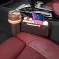 thumbnail image 1 of Universal Car Seat Gap Organizer, Leather Storage Box with Charging Hole, Fits Between Seat & Console for Phones, Wallets, Cups - 28x23cm, 1 of 3