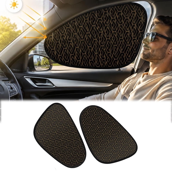 Universal Car Side Window Sun Shades, Foldable Static Cling Opaque Black Film, Glare Blocker Visor for UV Protection & Driving Privacy