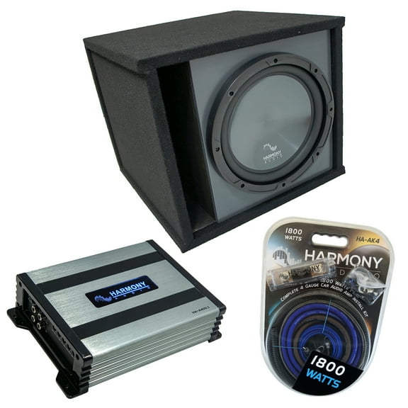 Universal Car Stereo Paintable Ported 12" Harmony R124 Sub Box & HA-A400.1