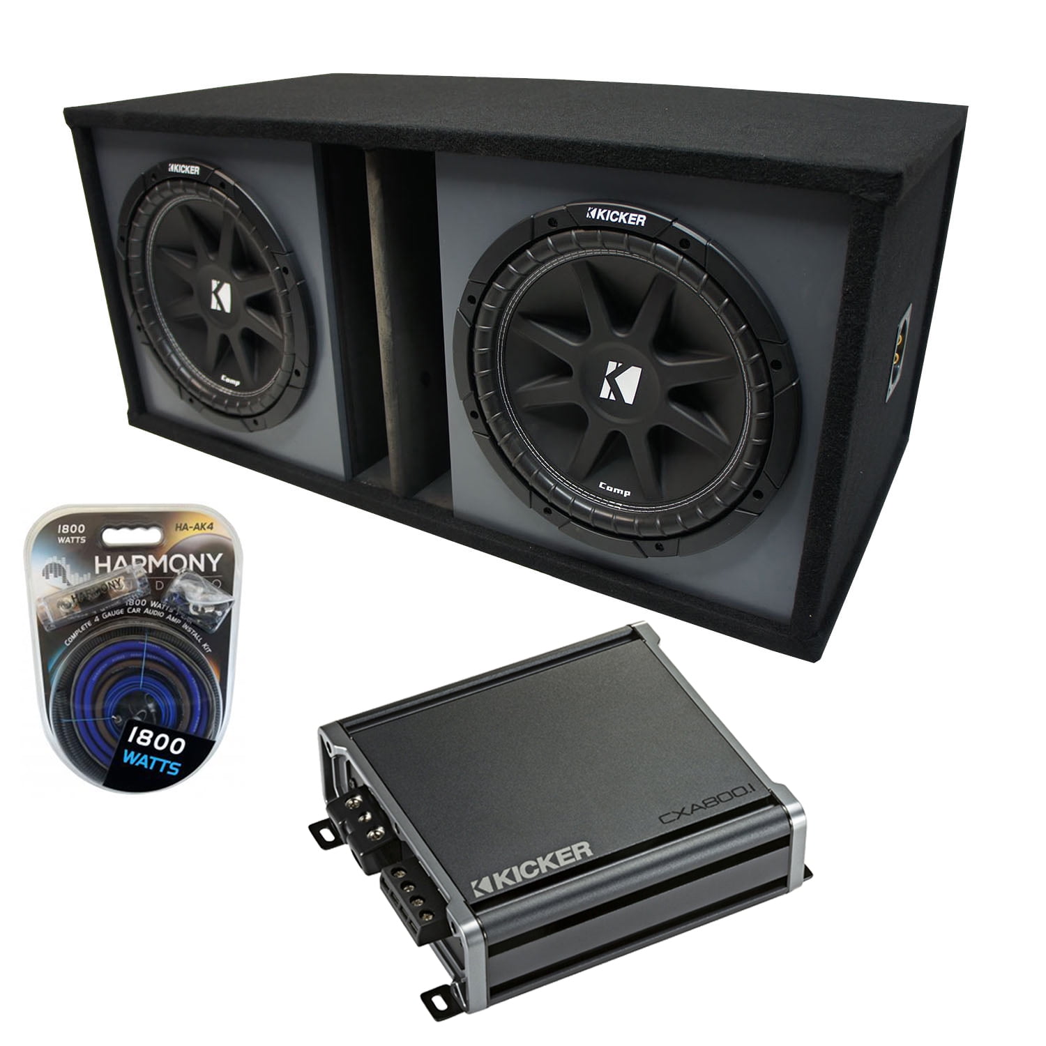 Universal Car Stereo Paintable Ported Dual 12" Kicker Comp C12 Sub Box
