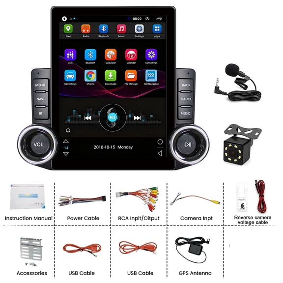 Universal Car Stereo Radio with Carplay and Android Auto GPS Navigation Quad Core Android 15 9.7 Inch Car Player 5G WiFi Bluetooth 5.0 DSP FM/RDS SWC 2+64G