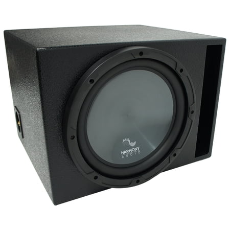 Universal Car Stereo Rhino Coated Ported 12" Harmony R124 Sub Box Enclosure